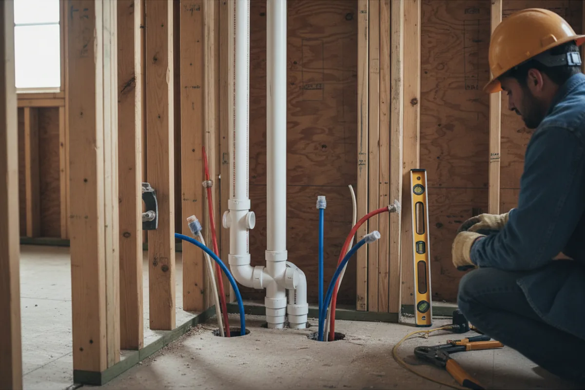 Drain and supply rough-in during Drain Cleaning in Beason