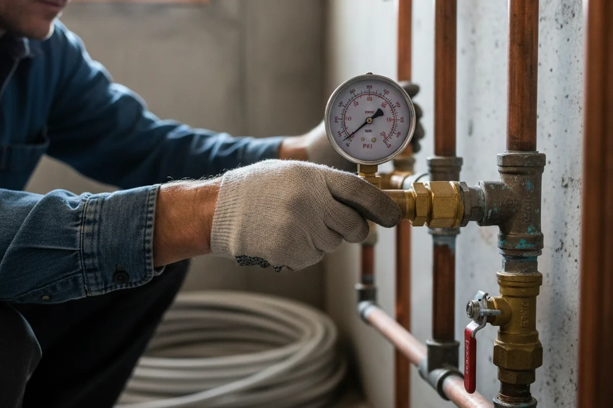 Pressure testing a repaired line during Water Line Repair in Beason
